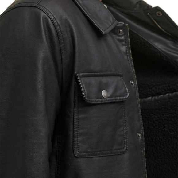 Levi’s Men’s Full Fleece Leather Jacket - Picture 5 of 8